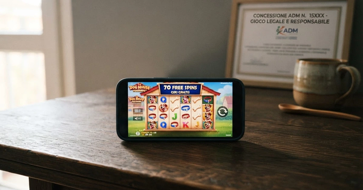 Una schermata di slot machine online con il contatore dei giri gratis in evidenza e l'interfaccia di un casinò ADM in lingua italiana