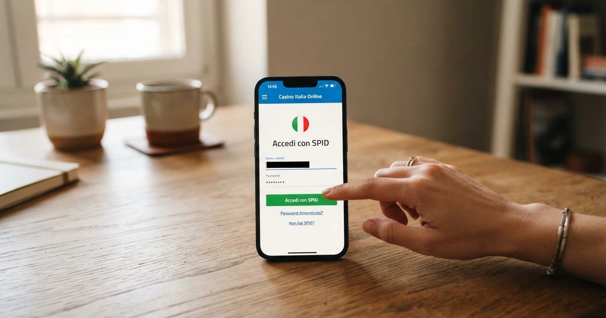 Interfaccia di registrazione a un casinò online con l'opzione di accesso tramite SPID o CIE, senza il caricamento manuale di un documento di identità