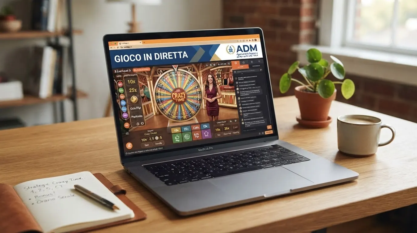 L'interfaccia di un casinò online con Crazy Time in evidenza nella sezione live casino, con i tavoli Evolution visibili nella lobby
