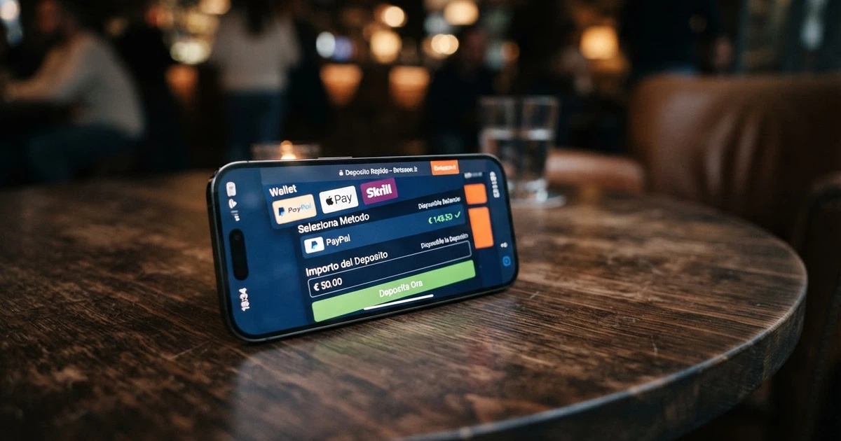 Interfaccia di deposito con Google Pay su uno smartphone Android, con il logo del portafoglio digitale sovrapposto allo schermo di un casinò online