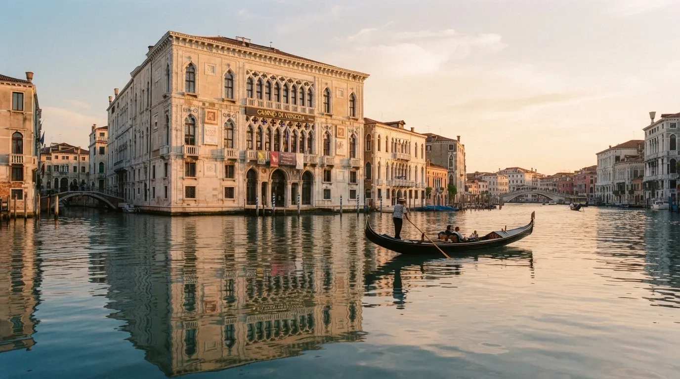La facciata rinascimentale del Casinò di Venezia a Ca' Vendramin Calergi affacciata sul Canal Grande
