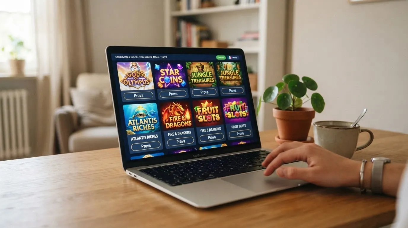 Griglia di slot machine accessibili in versione demo con pulsante «prova» visibile su ogni titolo