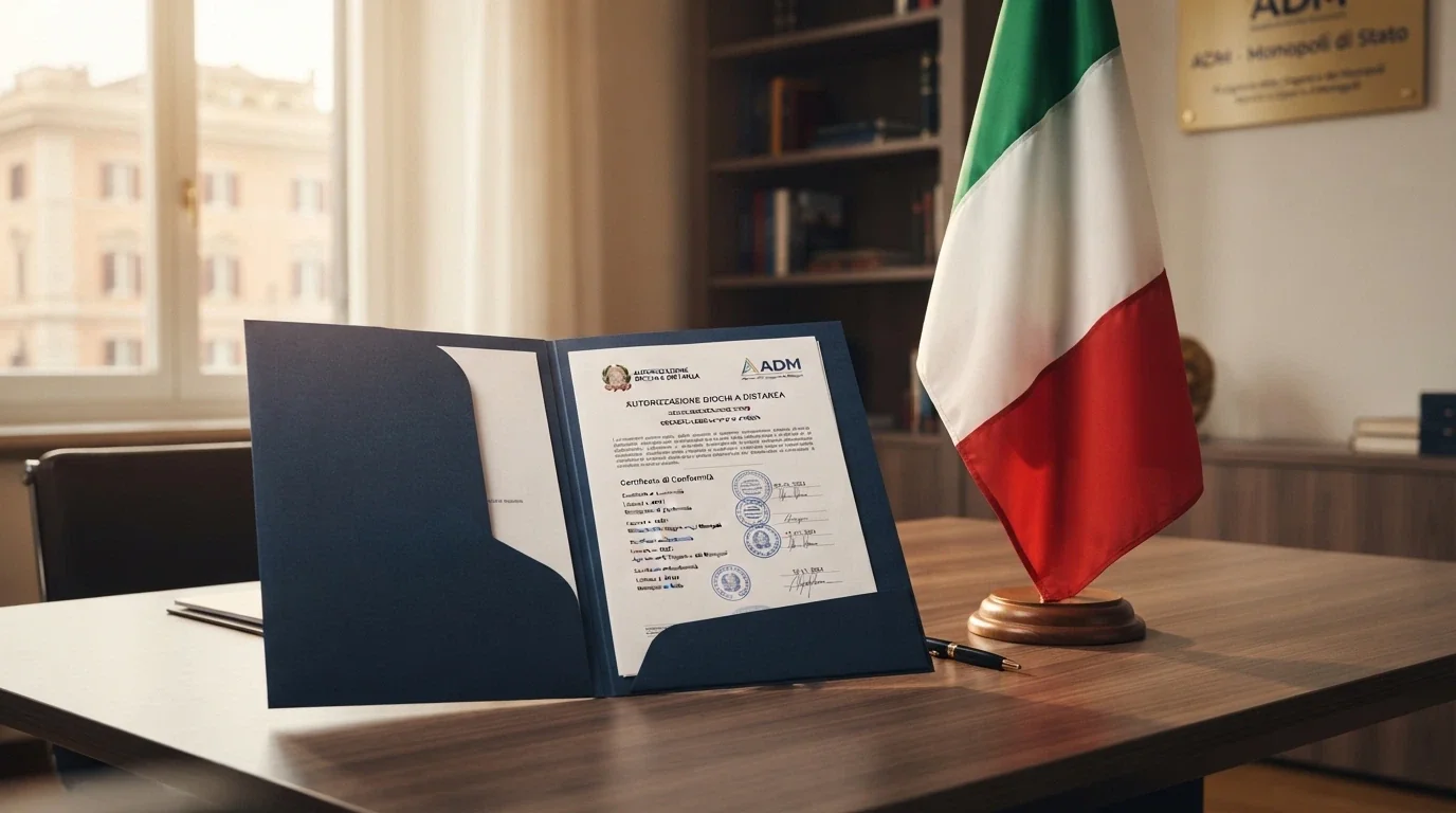 Il logo ufficiale dell'Agenzia delle Dogane e dei Monopoli su sfondo blu istituzionale accanto alla bandiera italiana