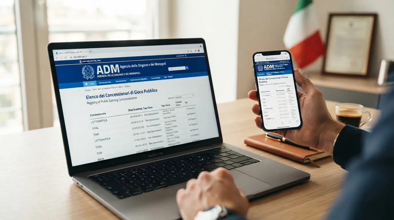 Il logo ufficiale dell'Agenzia delle Dogane e dei Monopoli accanto alla scritta «Concessionario Autorizzato» e alla lista dei 10 operatori verificati