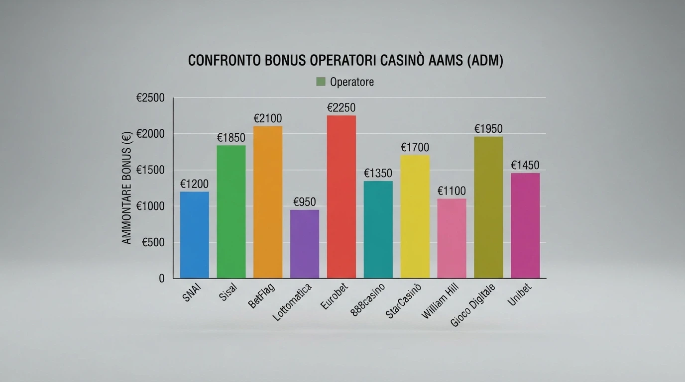 Una tabella comparativa con i loghi dei casinò ADM e le rispettive offerte di benvenuto