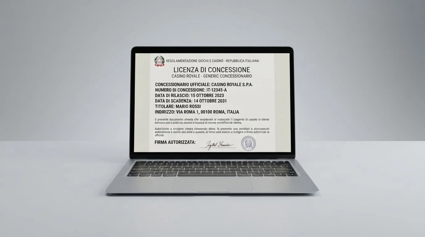 Il logo ufficiale dell'Agenzia delle Dogane e dei Monopoli accanto alla dicitura «concessionario ADM» sullo schermo di un computer