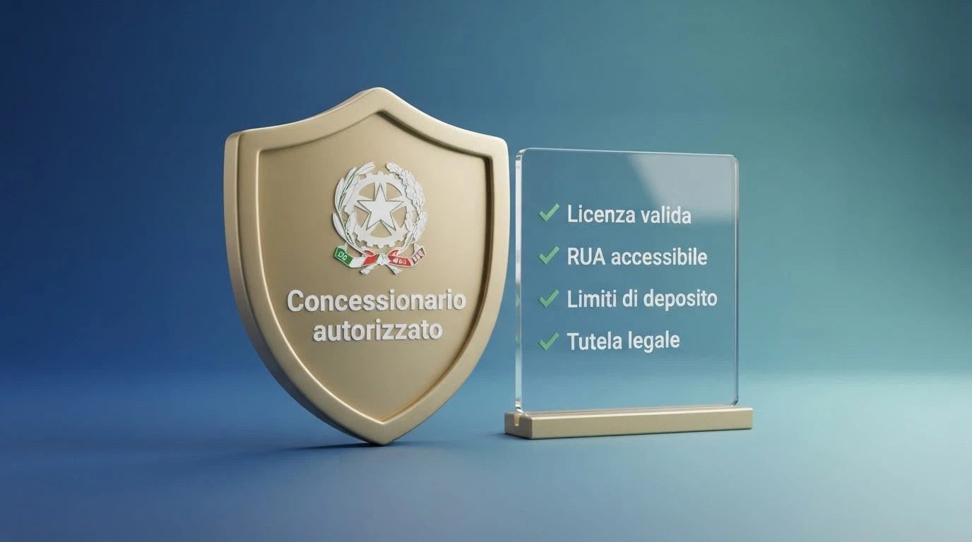 Il logo ufficiale dell'Agenzia delle Dogane e dei Monopoli accanto alla dicitura «Concessionario autorizzato» su uno schermo