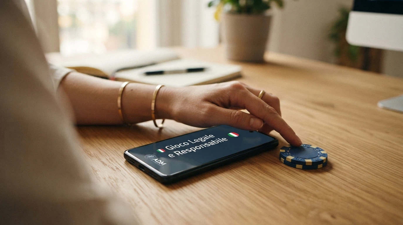 Il logo dell'Agenzia delle Dogane e dei Monopoli accanto alla dicitura «gioco legale e responsabile» su un'interfaccia di casinò online