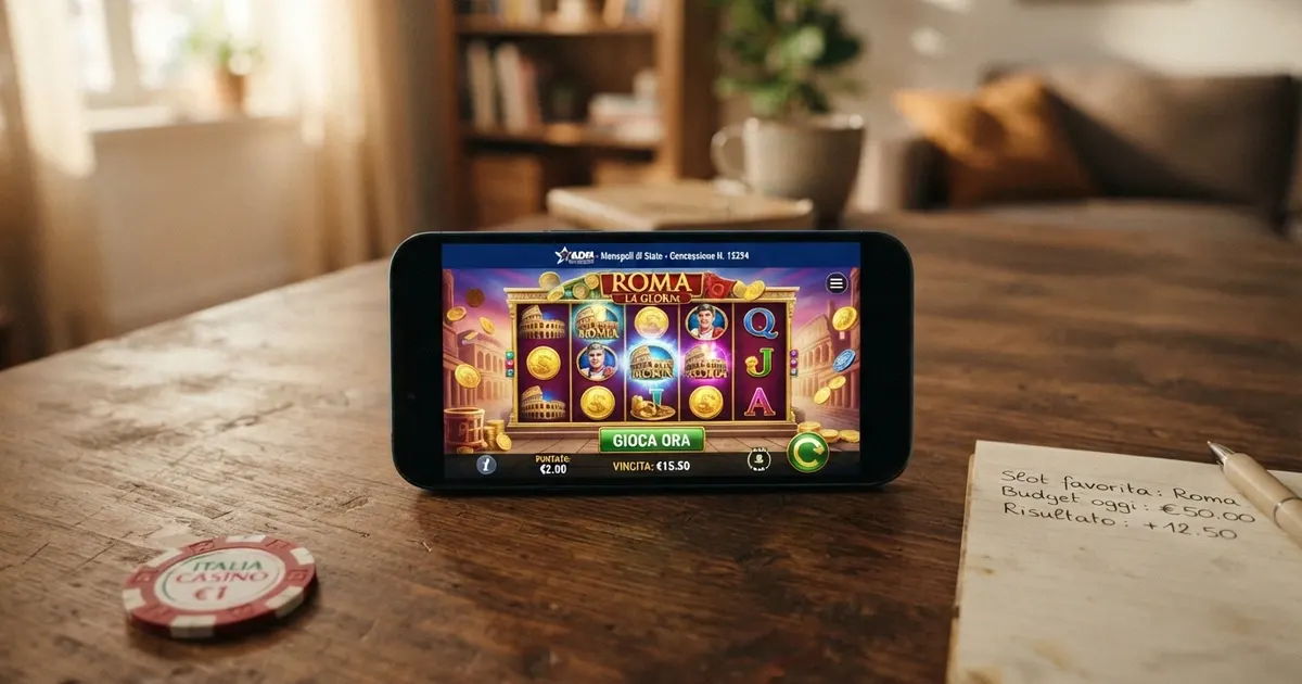 Un tavolo da gioco in un casinò online europeo mostrato su uno schermo, con l'interfaccia in italiano e simboli di sicurezza (lucchetto, bandiera UE) visibili.