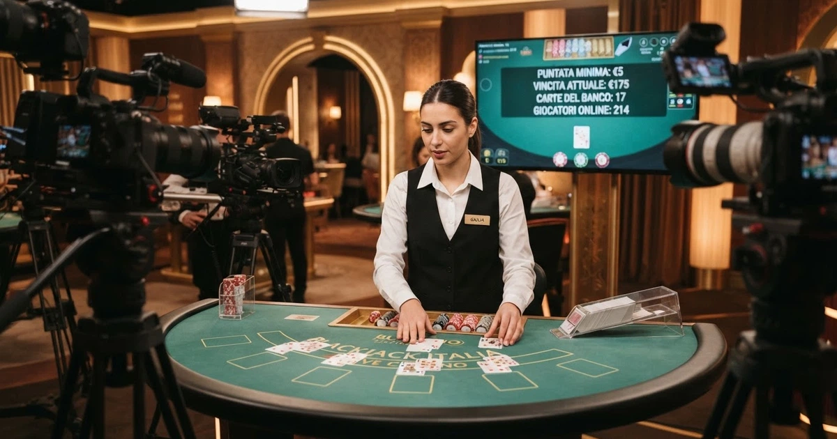Tavolo da live casino con croupier in streaming, interfaccia di gioco sullo schermo e marchio Pragmatic Play