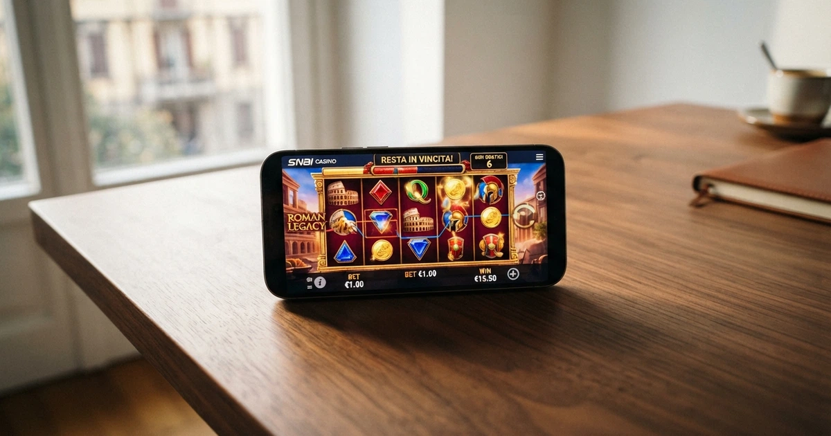 Una panoramica di schermate di casinò online con concessione ADM che mostrano diverse tipologie di promozioni — bonus di benvenuto, free spin, cashback — affiancate su uno sfondo pulito