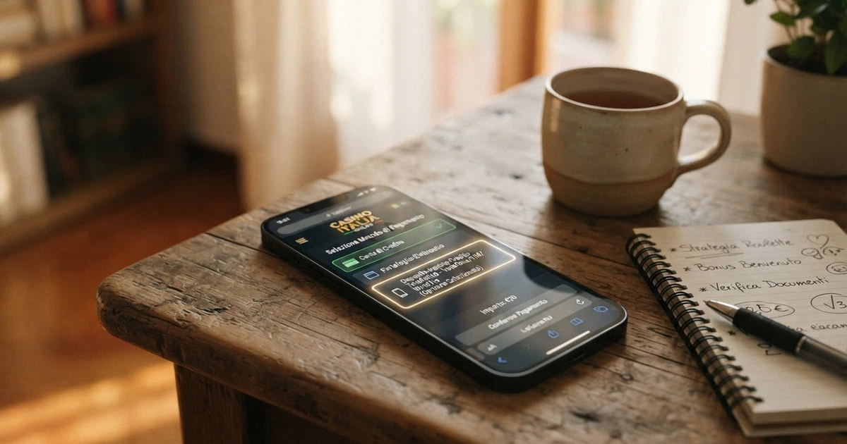 Uno smartphone che mostra la schermata di cassa di un casinò online con l'opzione di deposito tramite credito telefonico selezionata