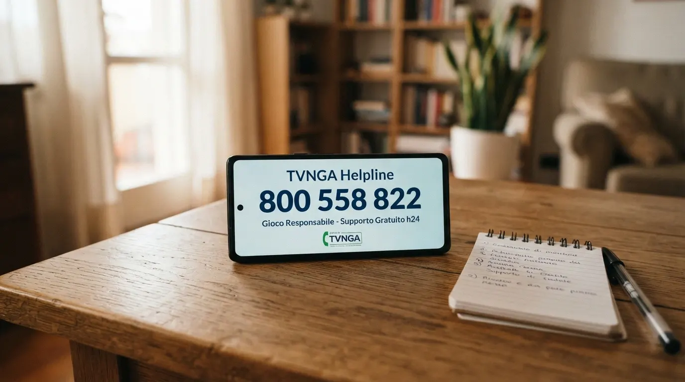 Telefono con il numero del TVNGA 800 558 822 sullo schermo e logo dell'Istituto Superiore di Sanità