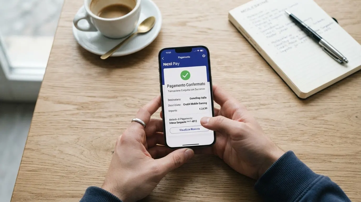 L'interfaccia dell'app Satispay su uno smartphone durante la conferma di un pagamento