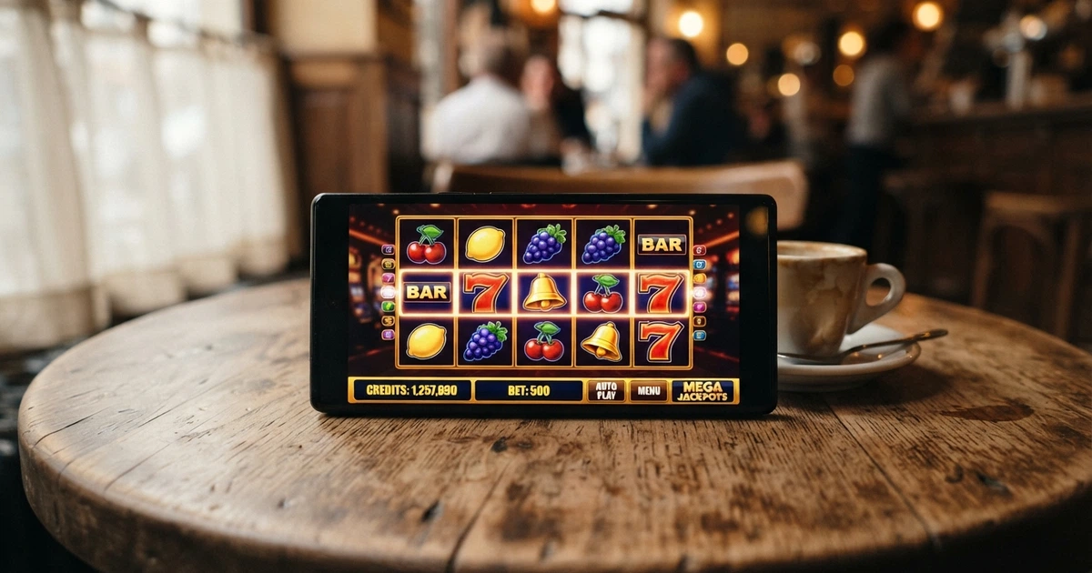 Una finestra del browser aperta su un sito di slot machine gratuite, con un gioco demo in esecuzione: sullo schermo si vedono i rulli e i crediti virtuali, senza alcuna richiesta di registrazione.
