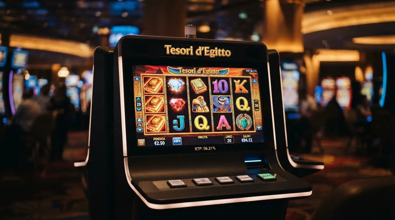 La schermata di gioco di una slot online ad alta RTP tra quelle più usate nei bonus senza deposito, con l'interfaccia in italiano